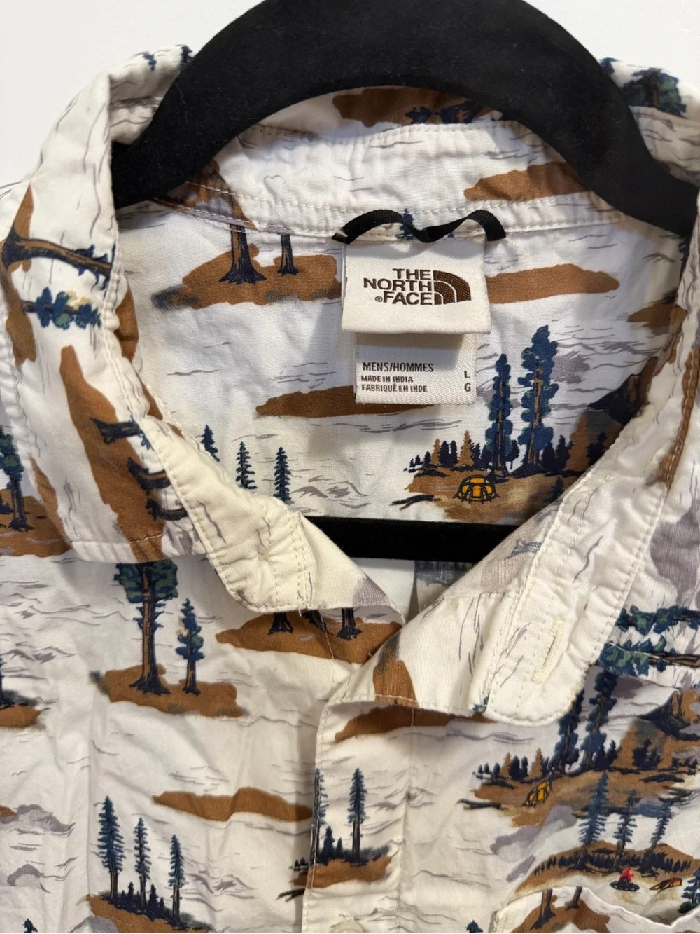 THE NORTH FACE Men's Short Sleeve Baytrail Pattern Button Down Shirt Size Large